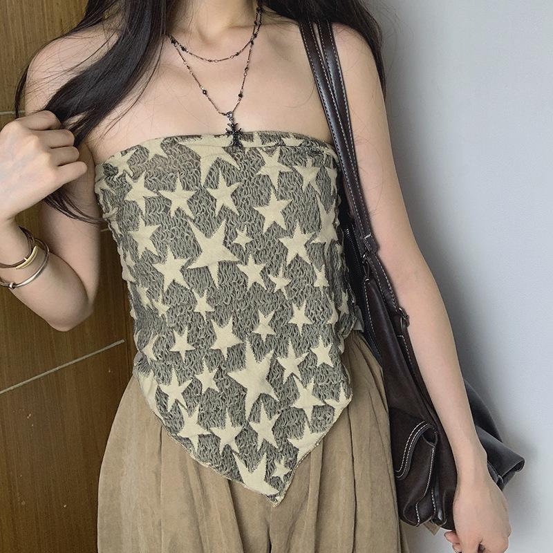 Wasteland-Inspired Y2K Lucky Star Bandana: Spicy Girl Subculture Silk Scarf for Women, Street Hip-Hop Style