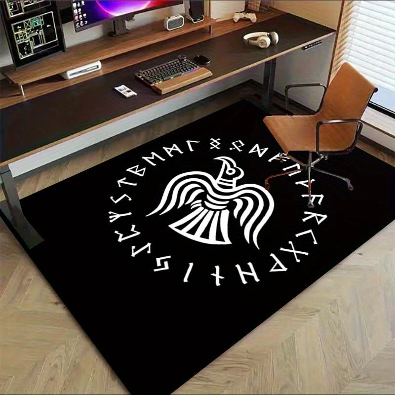 1pc Raven Runes Themed Rug for Home Decor, Non-slip Office Carpet, Chair Mat, Outdoor Mat, Christmas and Halloween Gifts-0731092