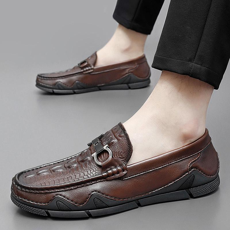 2024 Męskie Buty Moda Mokasyny Męskie Wygodne Skórzane Obuwie do Jazdy Codzienne Męskie Obuwie Żeglarskie Wsuwane Buty Rekreacyjne Do Chodzenia Leniwe Buty
