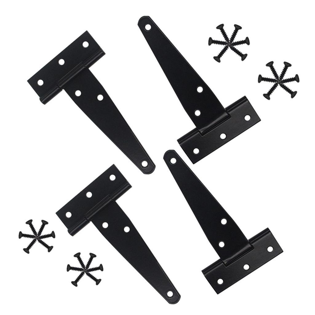 4pcs Heavy Duty T Strap Hinges Wrought Metal Hardware Rustproof Shed Door Hinges Rustproof T Hinges set for Wood Gates