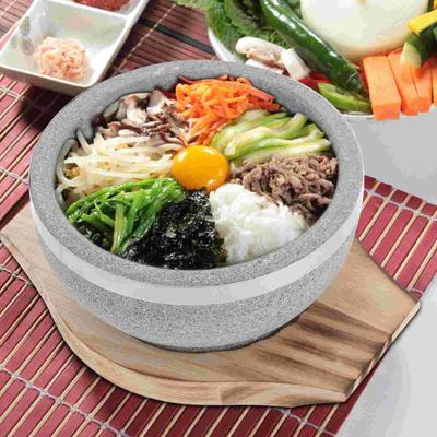 Stone Bowl Ramen Noodle Hot Pot Bibimbap Bowls for Soup Hand-Pulled Natural Food Korean with Base