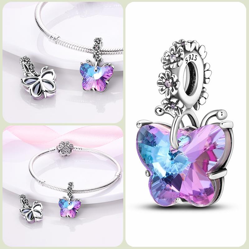 Modne koraliki zawieszki S925 ze srebra próby 925 w stylu klasycznym i romantycznym z motywem żółwia lotosu, odpowiednie do oryginalnej bransoletki DIY na prezent