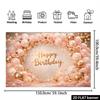 2D Rose Gold Floral Themed Happy Birthday Backdrop Banner for Birthday Party Photography Decoration