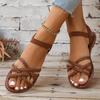 Mote Moteable Tanga Casual Flate Sandaler for Kvinner Pluss Størrelse Damesko Ny Stil Flettet Fot Elastisk Bånd Romerske Strandsko