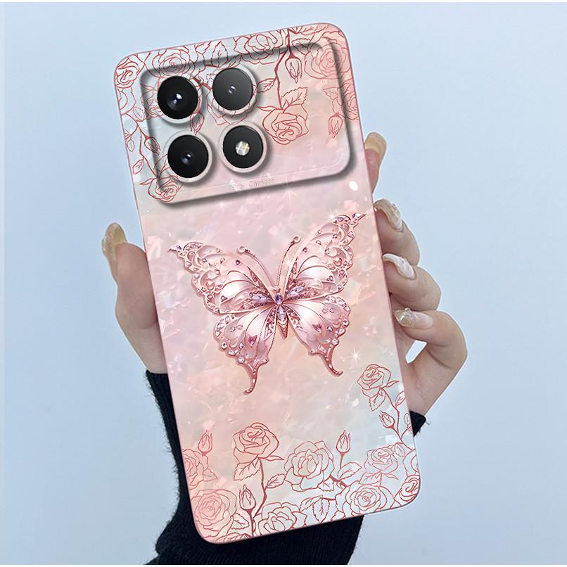 For Xiaomi Poco X6 Pro 5G Case Poco X6Pro Back Cover Fashion Simplicity Floral Soft Liquid Silicone Shell For PocoX6 Pro Fundas