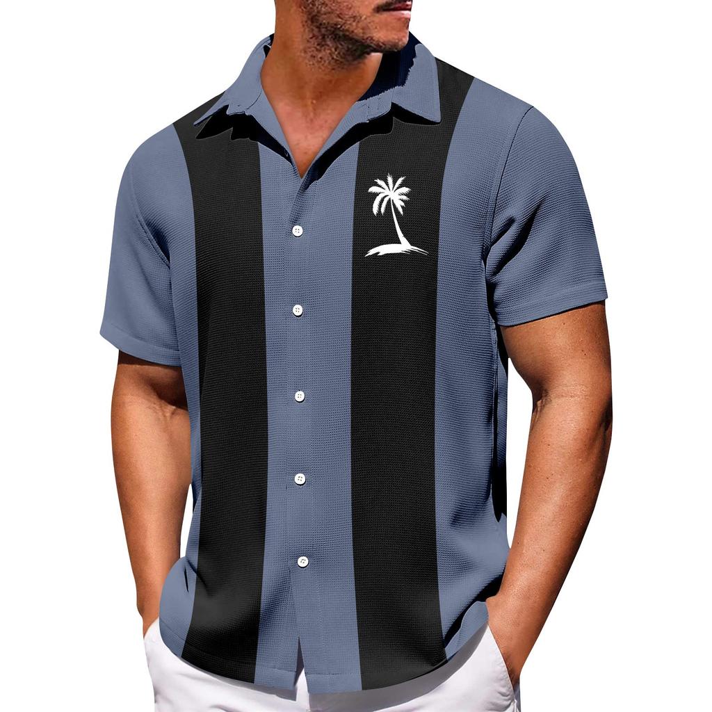 Men's Hawaiian Printed Button Short Sleeve Shirts Men's Casual Fashion Short Sleeve Shirts