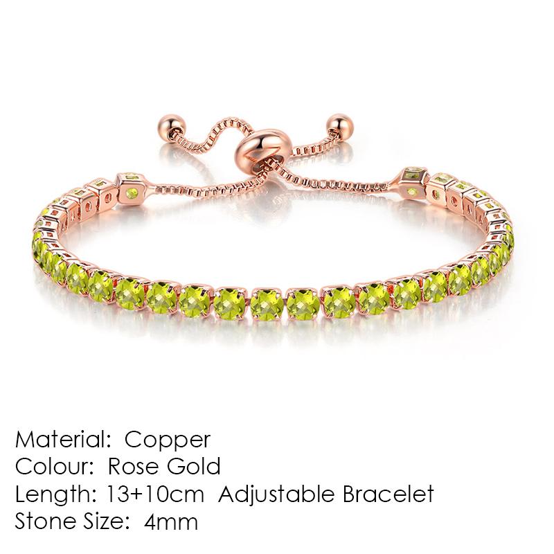 ZHOUYANG Tennis Bracelet For Women Luxury Handy Adjustable 4 Claws Mosaic 4mm Zirconia Rose Gold Color Fashion Jewelry Gift H133