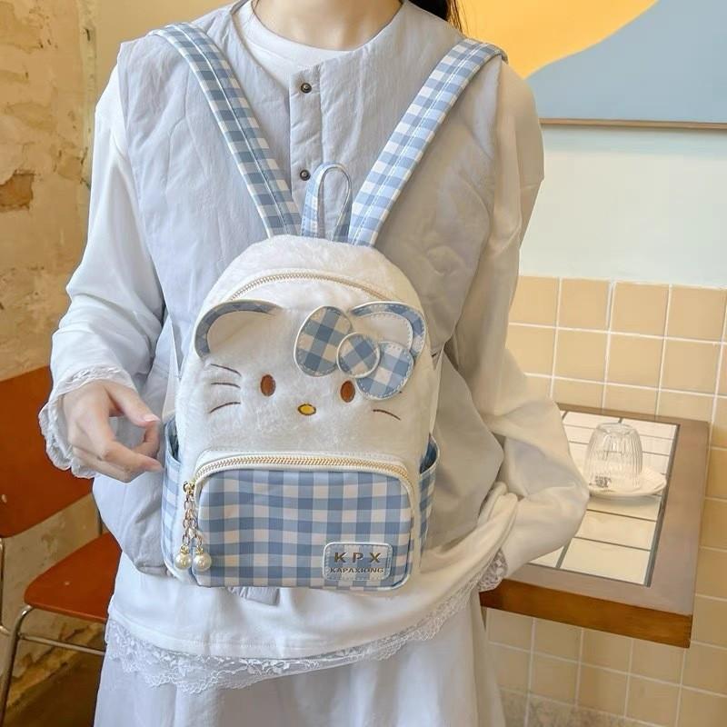 Printed Backpack Plaid Anime Peripheral Outdoor Schoolbag Leisure