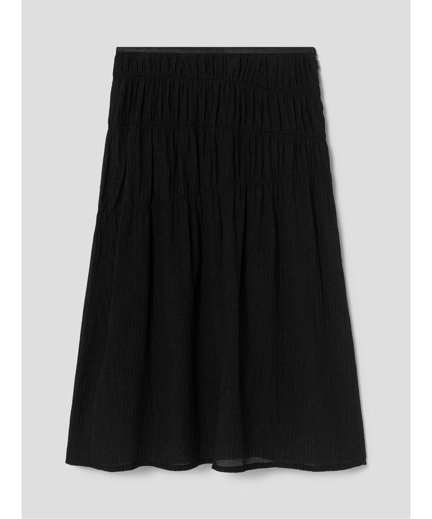 Anggae Sheer Gather Long Skirt Black