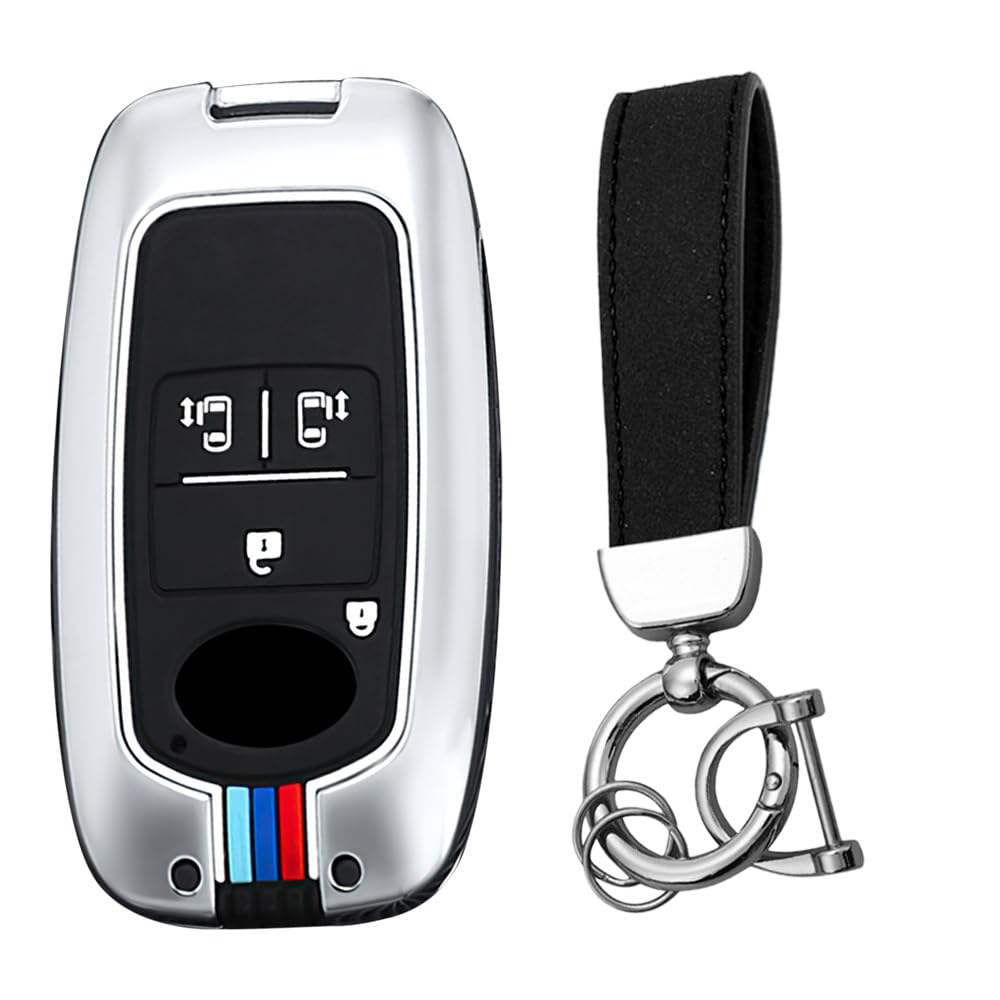 

KUNIO Daihatsu Dedicated 4 Button Double-Sided Slide Key Case Key Cover, Key Cover, Silicone, серебряный