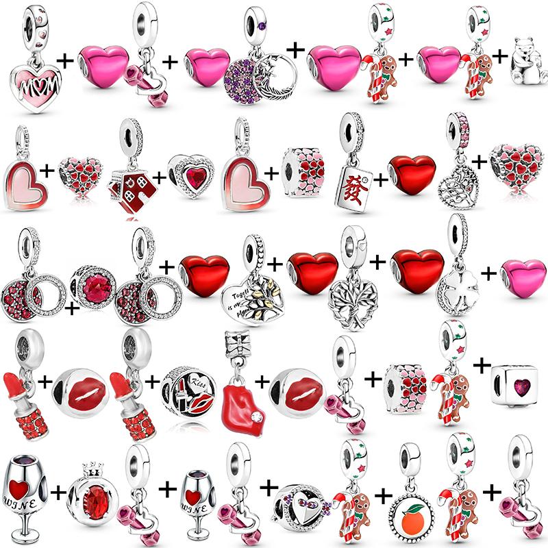 2 teile/los Romantische Liebe Lebkuchen Mann Perlen Fit Original Marke Charms Silber Farbe Armband Frauen Diy Valentinstag Schmuck