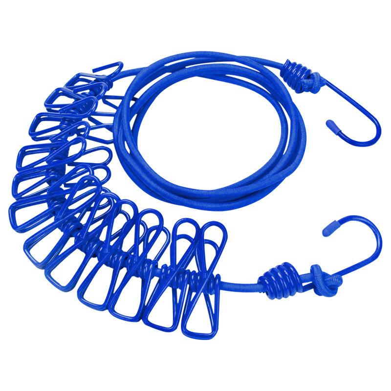 Portable Windproof Elastic Clothesline with Clips for Travel & Business Trips