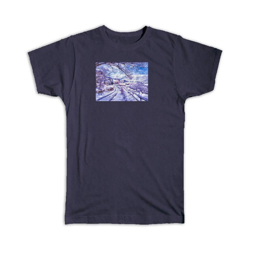 Gift T-Shirt : Watercolor Winter Road 4XL