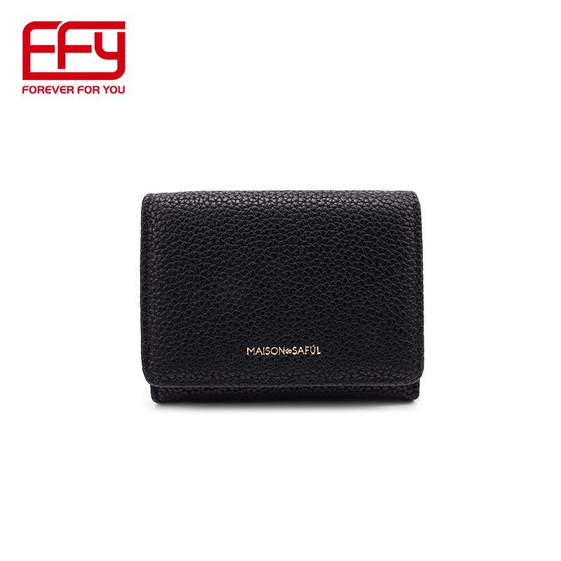 

Женский кошелек тройного сложения с японским узором «Личи»: Высококачественный, вместительный, с отделениями для нескольких карт, элегантный кошелек для монет чёрный