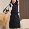 Fashion Winter Women's Vest Faux Fur Collar Thick Warm Sleeveless Jackets Woman Long Coat With Belt