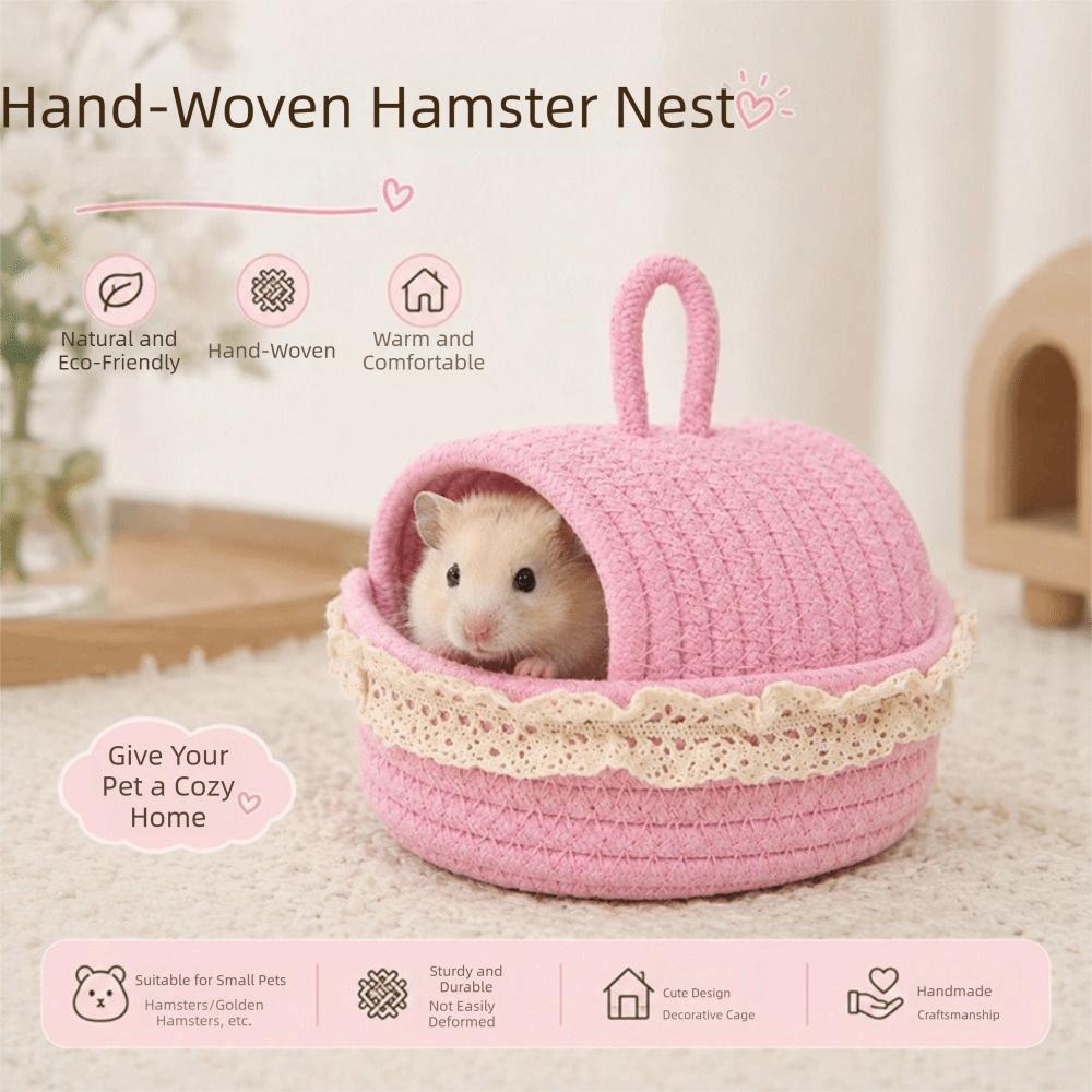 Scratch Resistant Weave Hamster Nest Wear Resistant Hamster Cage Guinea Pig Tunnel Rest Shelter