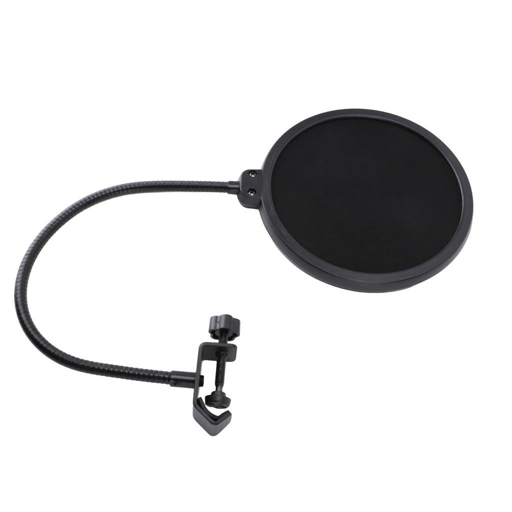 Mic Pop Filter Double Layered Nylon Mesh Microphone Pop Shield with Flexible 360° Gooseneck Clip for