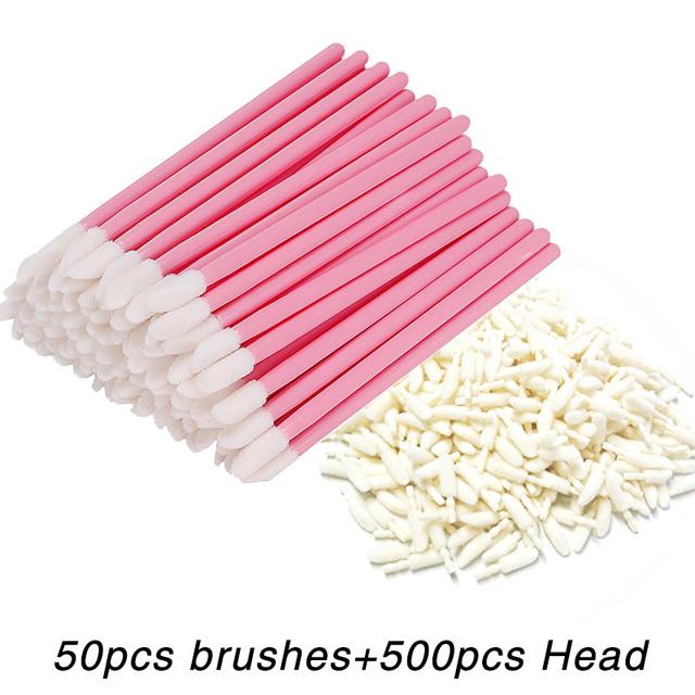

500 шт., одноразовая кисть для губ, сменная головка с хлопковой головкой для аппликатора для помады, инструмент для макияжа для наращивания ресниц