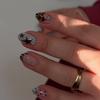 24pcs French False Nails with Star Prints Design Retro Polka Dot Press On Nails for Women Daily Wear