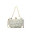 Wedding Evening Clutch Romantic Metal Chain Crossbody Bag Pearl Handle Clutch Elegant Lace Flower Evening Bag For Wedding