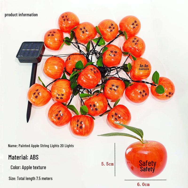 Waterproof Solar Fruit String Lights: Apple & Orange Harvest Festival Decoration