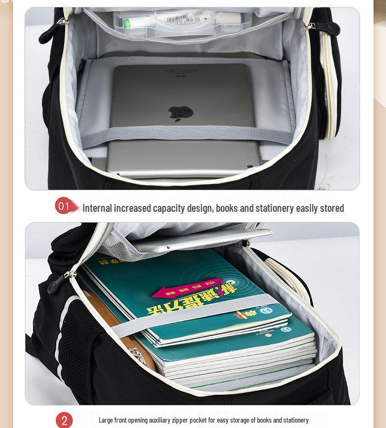 Panda Huahua Kids' Backpack - Large Capacity Spine Protection, Load Reduction, Double Shoulder for Grades 3-6