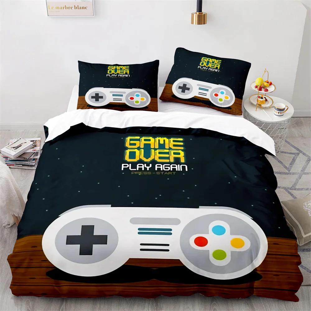 Boy's Gamepad Duvet Cover Set Single Double Size For Boys Girls Game Lover Bedding Set Polyester Comforter Cover With Pillowcase