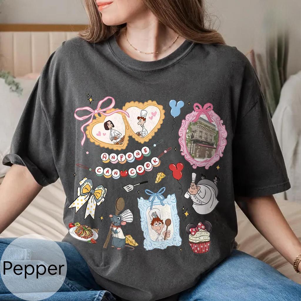 Womens Disney Retro Ratatouille Little Chef Remy TShirt Cotton Short Sleeve Unisex Streetwear Oversized Loose Casual Stylish