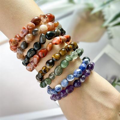 Amethyst Large Particle Crushed Stone Rolling Stone Bracelet, Irregular Shaped Jade Agate Bracelet