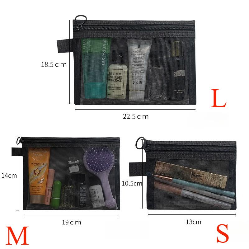 1/3 stücke Mesh Klar Kosmetik Taschen Kleine Große Schwarze Make-Up Tasche Tragbare Reise Kulturbeutel Organizer Fall Lippenstift Lagerung Tasche
