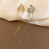 Luxury Multi-Layer Clip Earrings For Women Geometric Shiny Zircon Pearl Ear Bone No Pierced Long Chain Tassel Earring
