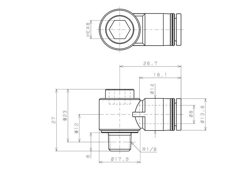 In-Stock PISCO Japanese Universal Elbow Joint with Hex Socket POL8 Series (POL8-01, POL8-02, POL8-03)