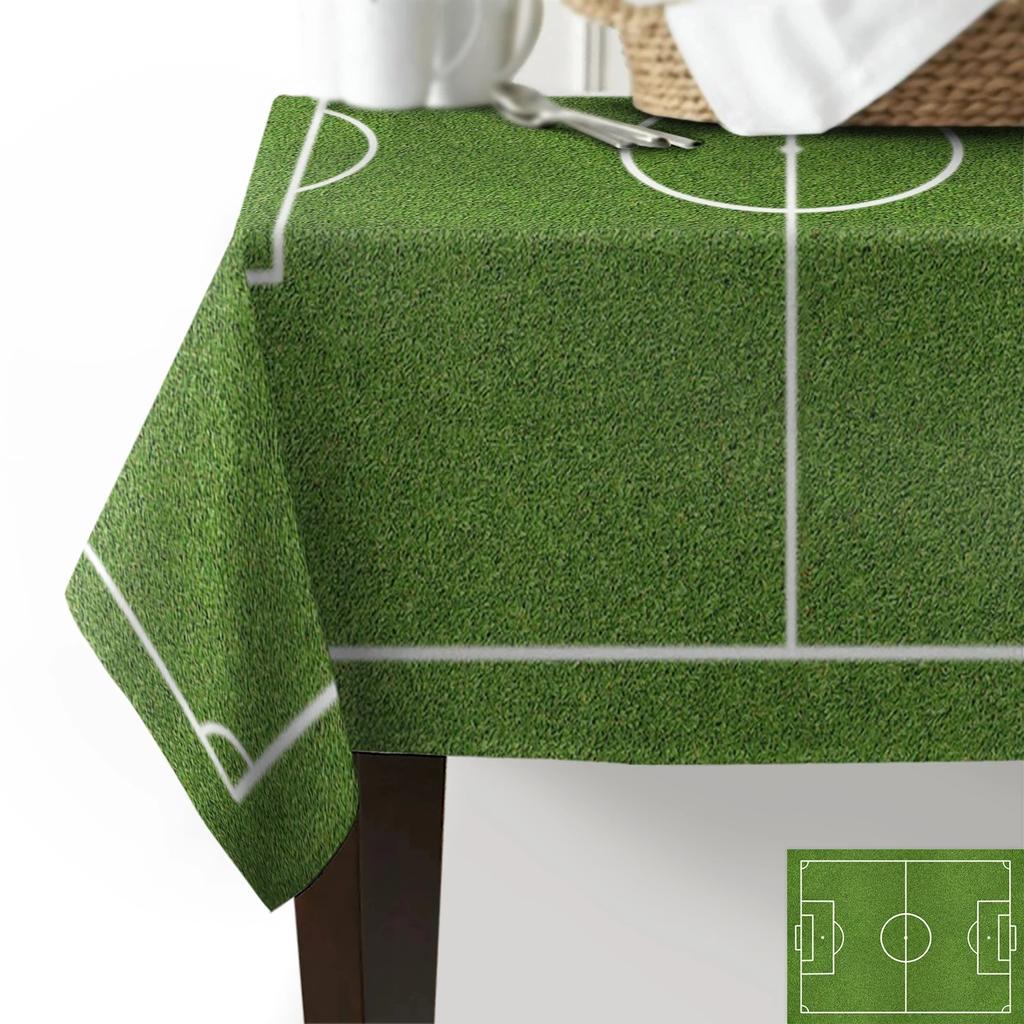Soccer Themed Waterproof Rectangular Tablecloth for Kitchen Party Wedding Decorative Table Cover