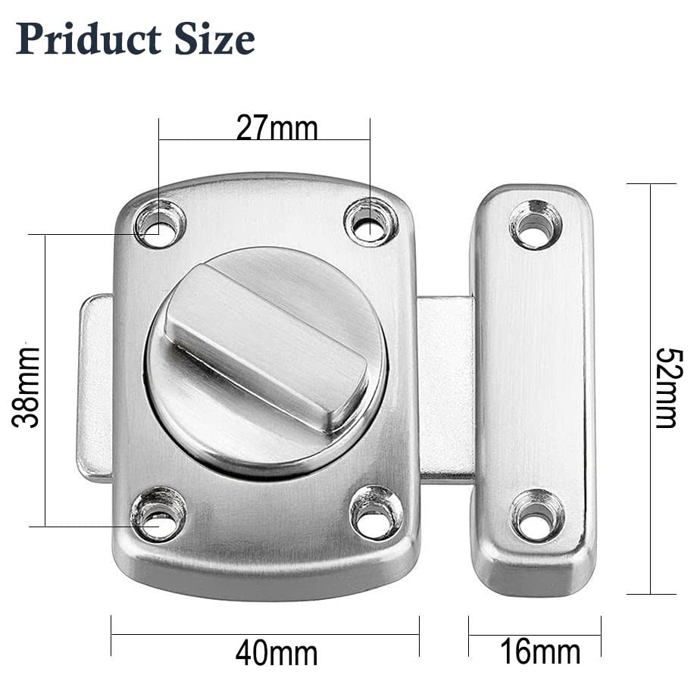 Loquet rotatif de sécurité en acier inox brossé 55 mm – verrou meuble/porte argent