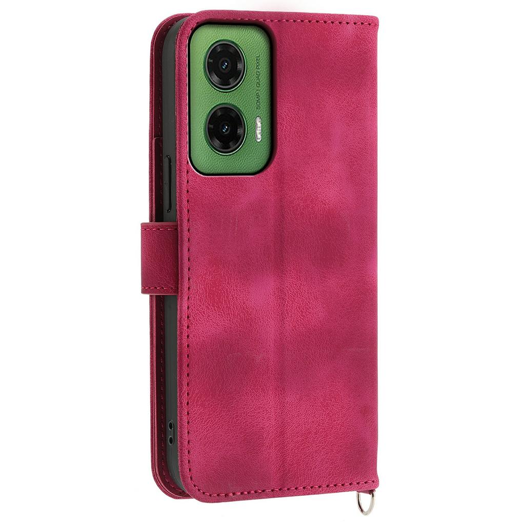 For Motorola Moto G35 5G Case Flower Pattern PU Leather Wallet Phone Cover with Strap