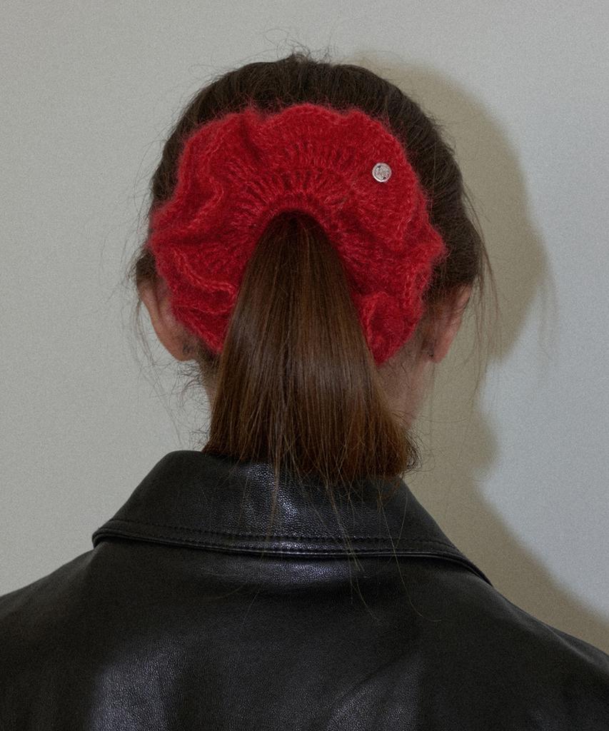 Slowslowly Camellia Handmade Crochet Mohair Knit Big Hair Scrunchie _ 4 Colors