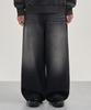 EXCONTAINER Washed Wide Balloon Fit Denim Pants (Washed Black)