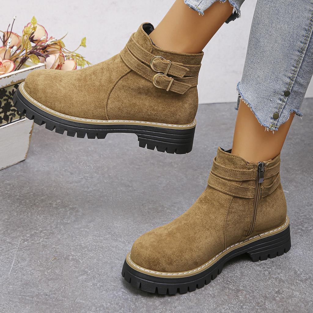 Winter Round Toe Comfortable Thick Sole Non Slip Casual Action Boots Fashionable New Suede Plus Size Horse Boots For Women