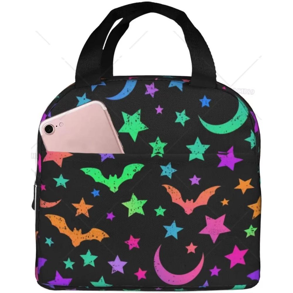 Bunte Sterne Tragbare Aluminiumfolie Verdickte Isolierung Lunchtasche Wiederverwendbare Großraum-Lunchbox für Jungen/Mädchen/Männer/Frauen