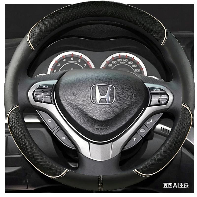 Doe-het-zelf Handgestikte Stuurhoes Zwart Microvezelleer Auto Stuurhoes Voor Honda Spirior Oude Accord