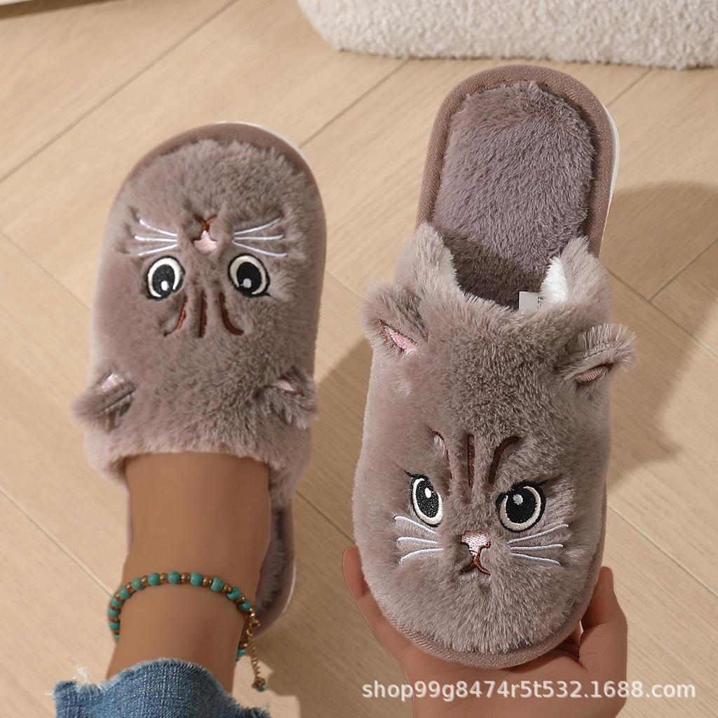 2025 autumn and winter cotton slippers couple kitten cartoon cute slippers home warm slippers cartoon