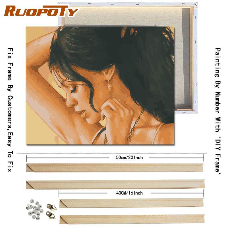 RUOPOTY DIY Frame DIY Painting By Numbers Figure Acrylic Picture By Numbers Handpainted Oil Painting Arts 40x50cm