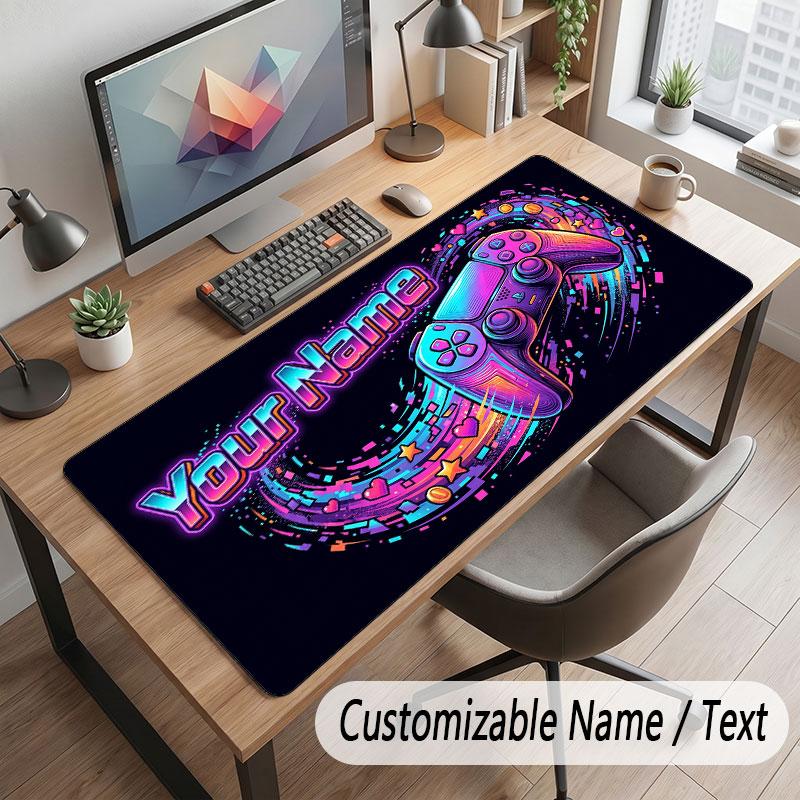 Tapete de Mouse Personalizado com Tema de Controle de Jogo Impressão Personalizada Nome Texto Tapete de Mesa Para Decoração de Mesa de Escritório Doméstico