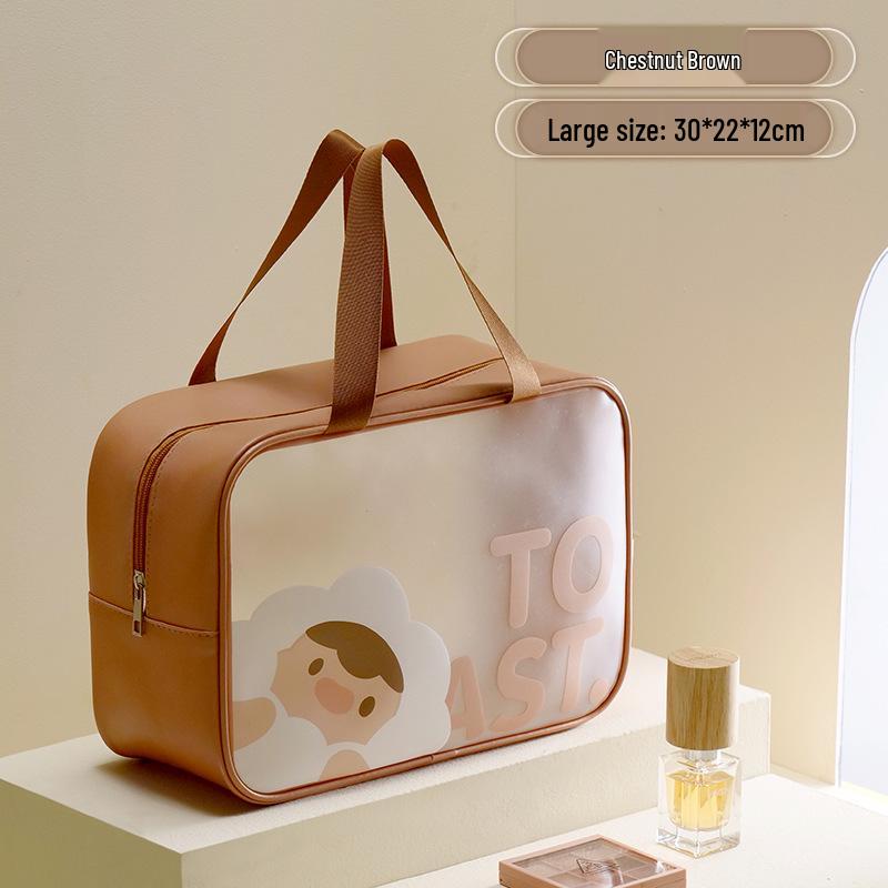 Large Capacity Waterproof PU Makeup & Toiletry Bag - Portable Travel Storage