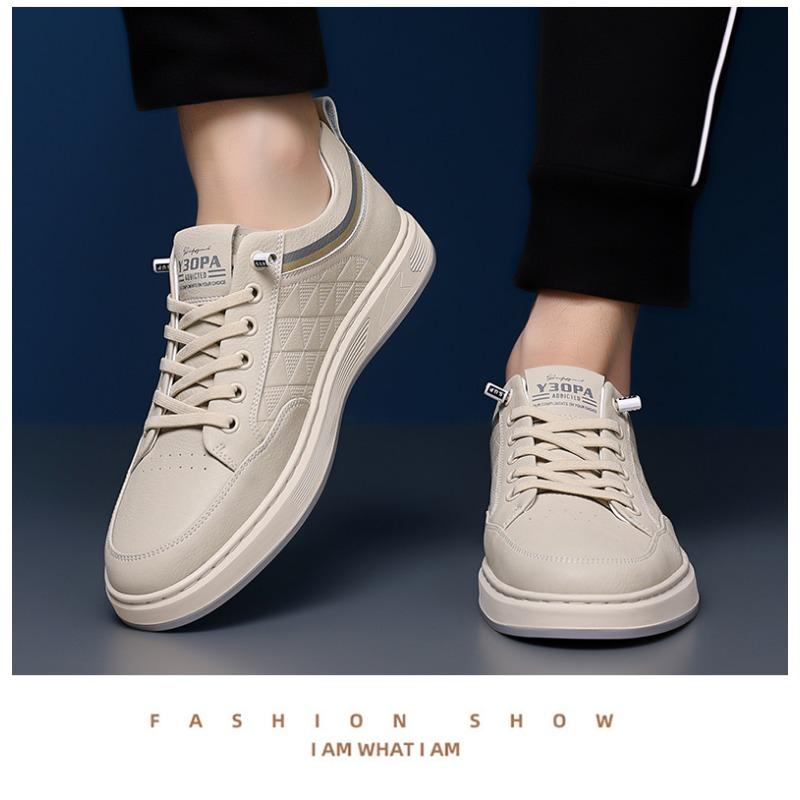 Fashion Fashion Printed Casual Leather Men's Shoes Designer New Slip-on Solid Color Shallow Mouth Retro British Style Male Sneaker