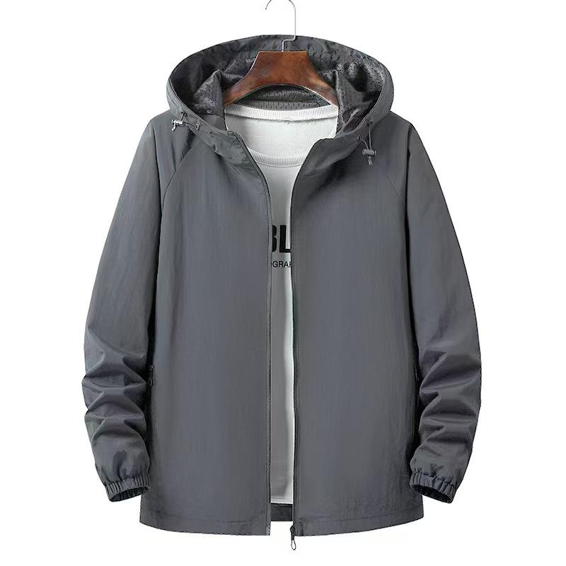 Men's Lightweight Hooded Workwear Jacket - Versatile, Waterproof, Multi-color, Plus Size
