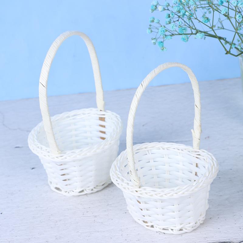 1Pcs Rattan Woven Exquisite Pastoral Style Portable Flower Basket