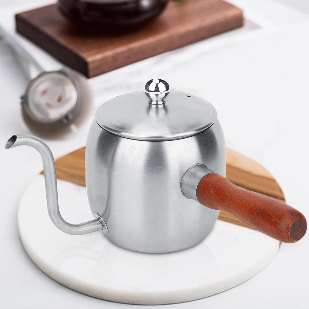 Hushålls Kaffepanna i Rostfritt Stål Kaffedroppande Vattenkokare Tekanna Pipad Vattenkokare 500ml