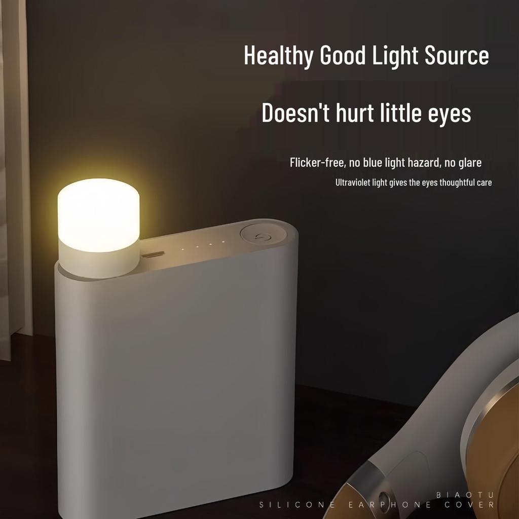Super Bright USB Eye Protection Mini LED Night Light, Portable Plug-in, Ideal for Dorms with Power Bank Compatibility