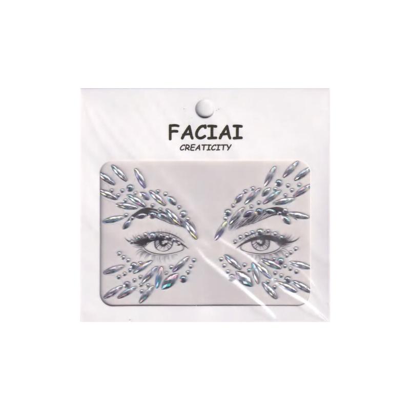 Silver Face Gem | Holographic Rhinestone Face Stickers | Festival & Party Face Decor .